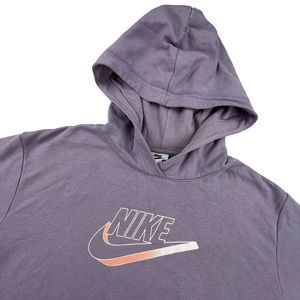 NIKE Womens Pullover Hoodie Purple Graphic Swoosh Logo Long Sleeve Size Medium